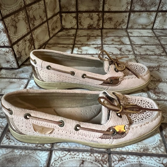 SPERRY Blush & Rose Gold Suede Topsiders w Rhinestone Accents Size 8 - Picture 8 of 10
